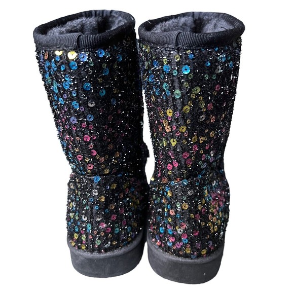 Forever Link Dazzle Me Sequin Booties Size 8 Black Multicolor Snow Boots - Picture 8 of 11